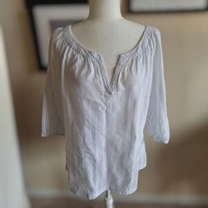 Merona White Cotton Blouse with V-Neck Size L